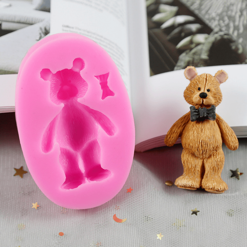 New Fondant Bear Doll Silicone Mold Teddy Bear Toy Decoration Mold