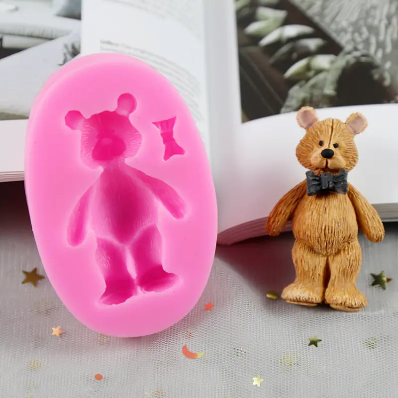 1pc, Cute Bear Chocolate Mold - 3D Silicone Cartoon Candy Mold for DIY Cake  Decorating and Baking - Kawaii Fondant Mold with Bowtie - Perfect Kitchen