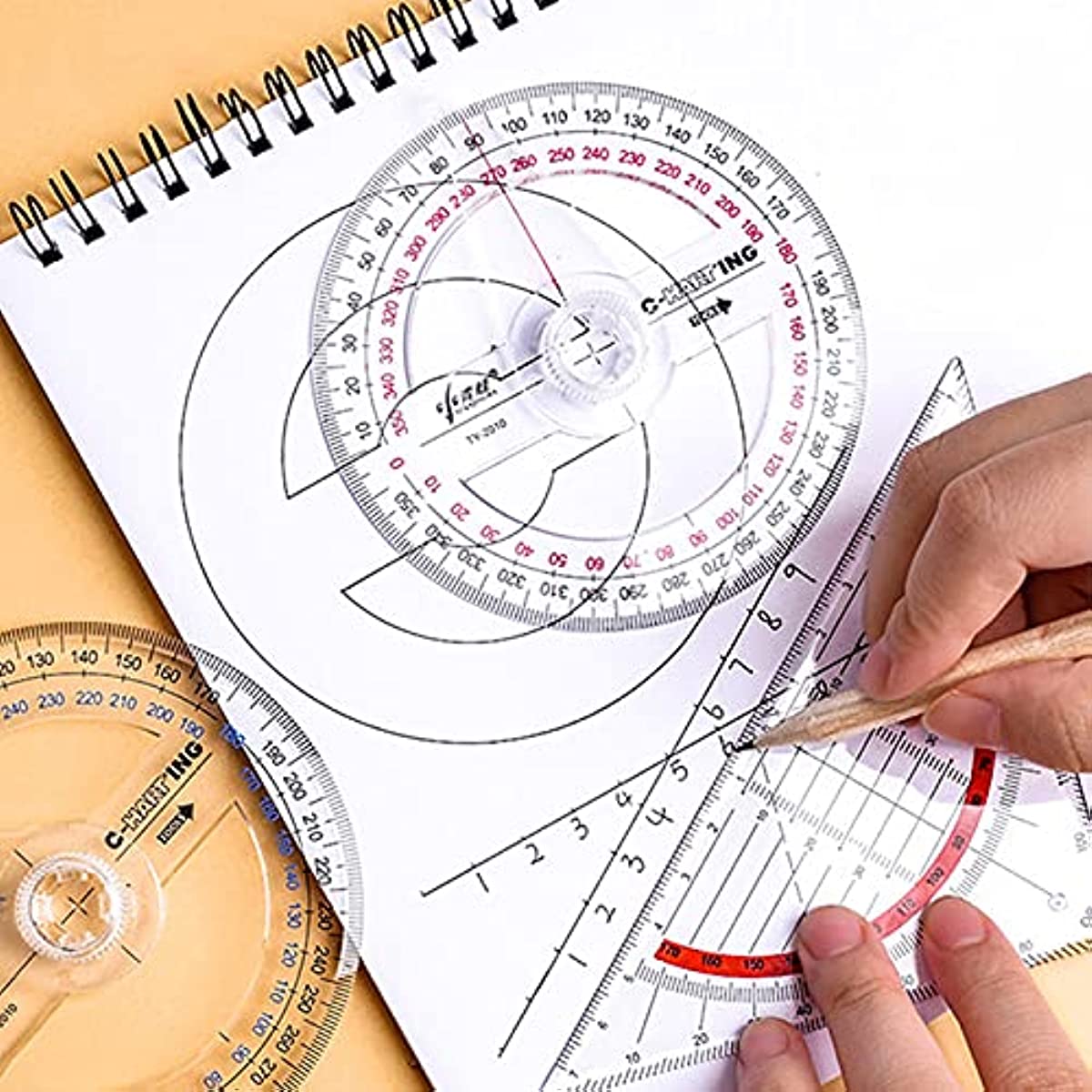 360 Degrees Protractor With Swing Arm Full Circle Pointer Angle Ruler  Drafting