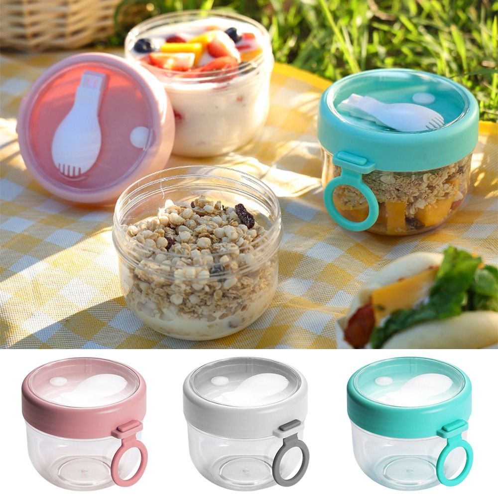 2pcs Leakproof Portable Breakfast Salad Cup with Spoon and Lid - Perfect  for Camping and Picnics