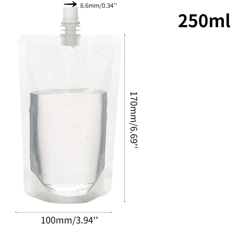 10pcs Travel Drink Spout Pouches Transparent Plastic Bags Sealed Juice  Storage Bag Beverage Summer Ice Cold