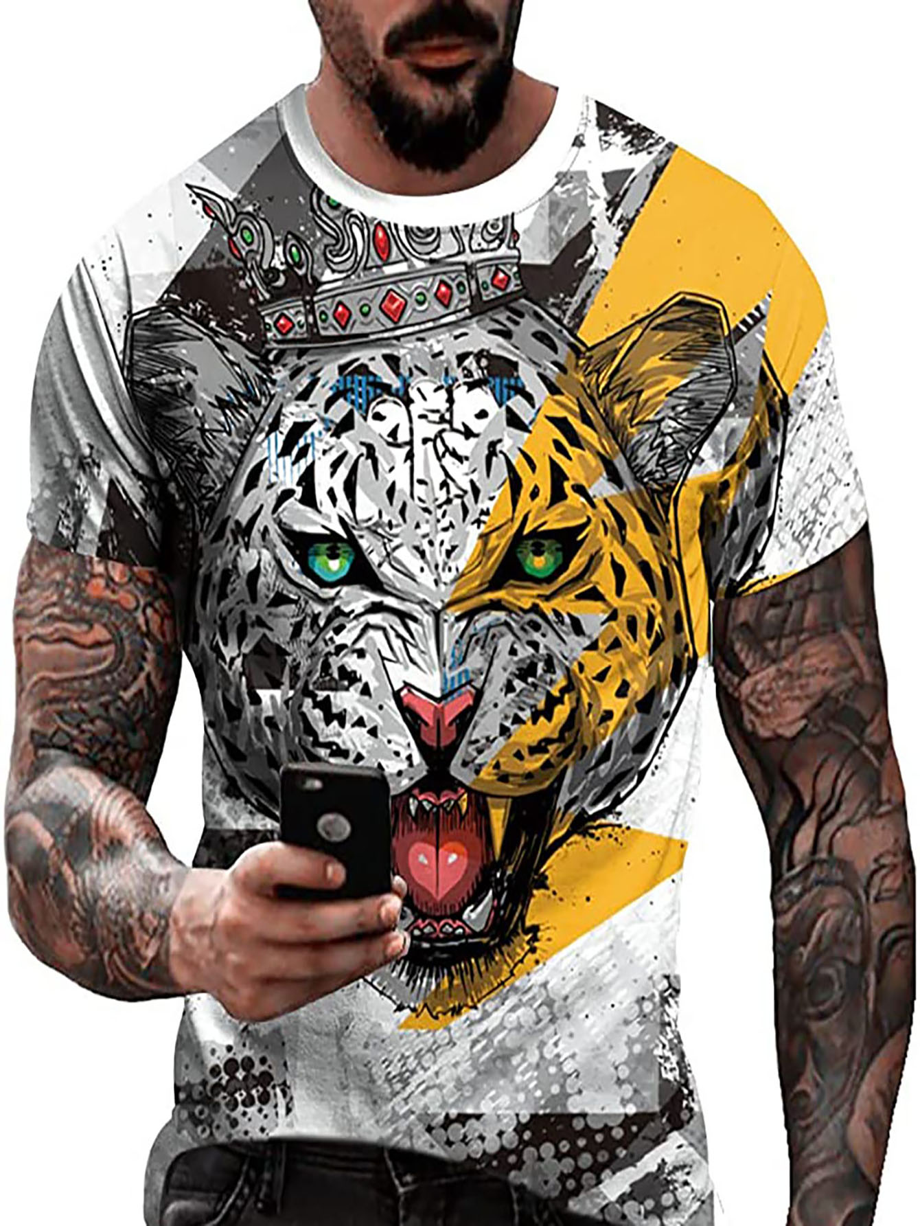 Moda Infantil Masculina Camisetas Com Estampa De Tigre Em 3D Para