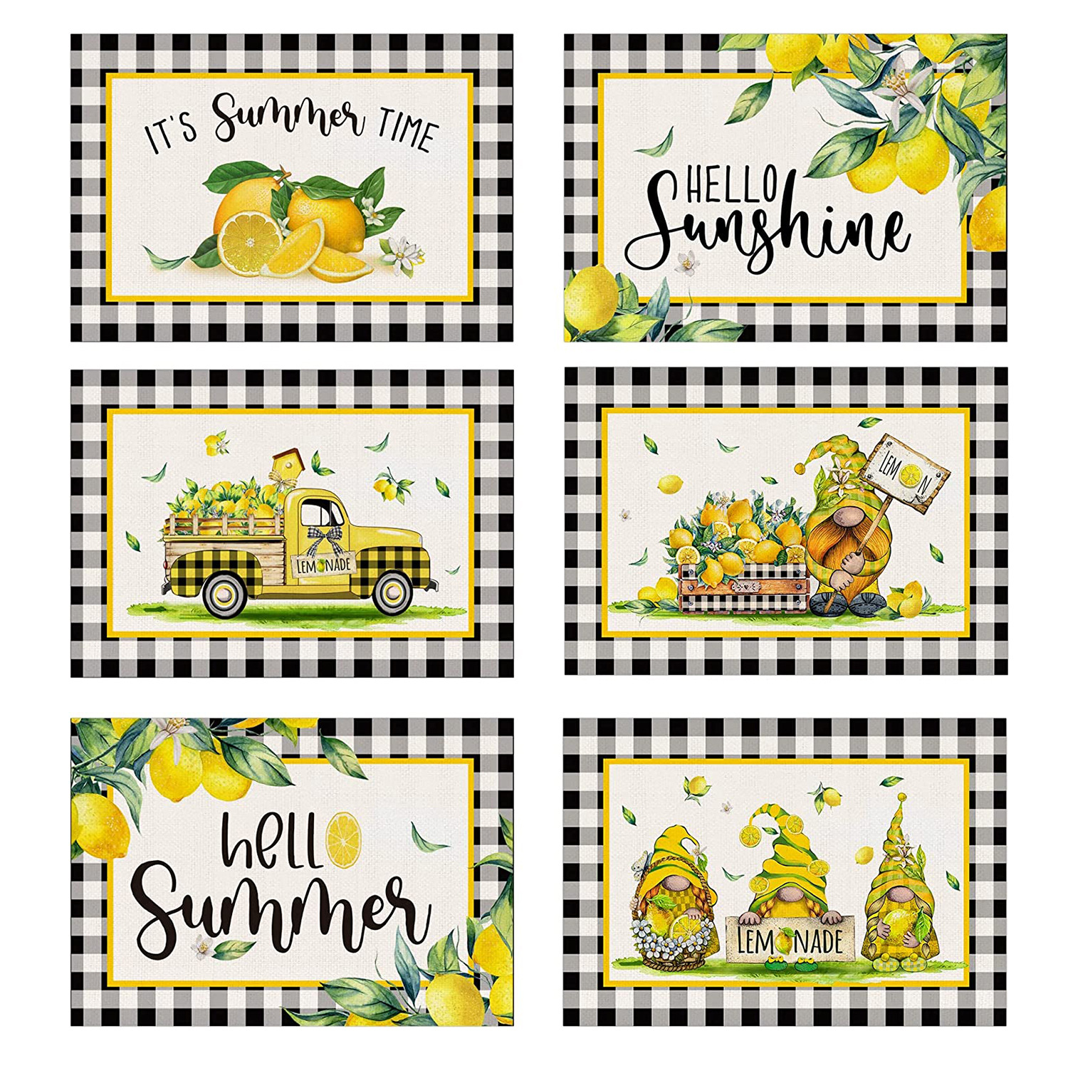Summer Placemats Lemon Themed Kitchen Decor Yellow Lemonade Temu