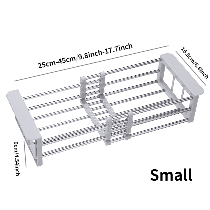 1pc Foldable Dish Drying Rack Stainless Steel Sink Drain Basket Kitchen ...
