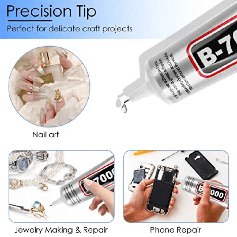 B-7000 15ml Multipurpose High Performance Industrial Glue Transparent Contact Adhesives Precision Tips for Clean Working (25ml )