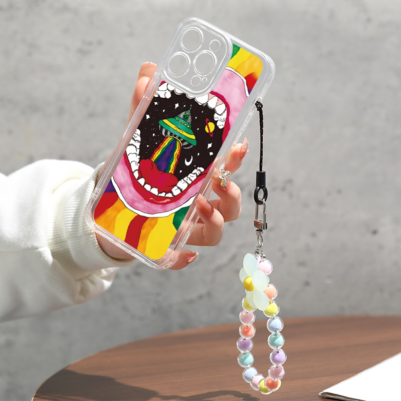 Lanyard Silicone Case Mouth Graphic Phone Case For Iphone 11 14 13