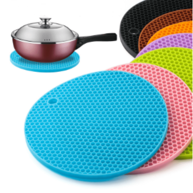 

2pcs Multifunctional Round Heat Resistant Silicone Mat Cup Coasters Non-slip Pot Holder Table Placemat Restaurant Accessories Tool
