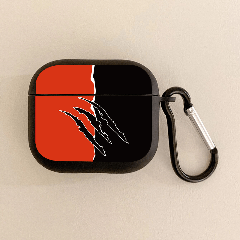 Red & Black Graphic Pattern Headphone Case For Airpods1/2