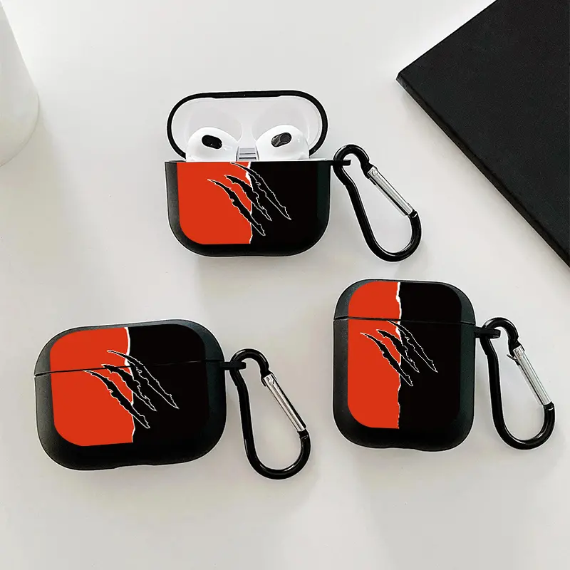 Red & Black Graphic Pattern Headphone Case For Airpods1/2, Airpods3, Pro,  Pro (2nd Generation), Gift For Birthday, Girlfriend, Boyfriend, Friend Or  Yourself, Good Quality And Durable Case Protective Silicon Case For  Earphone 