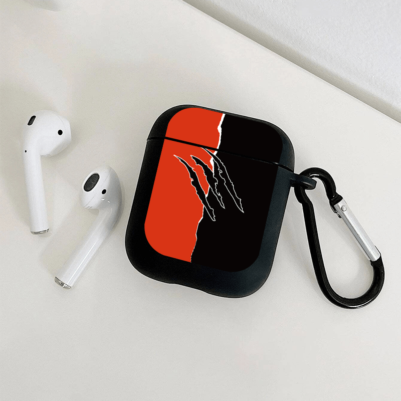Red & Black Graphic Pattern Headphone Case For Airpods1/2