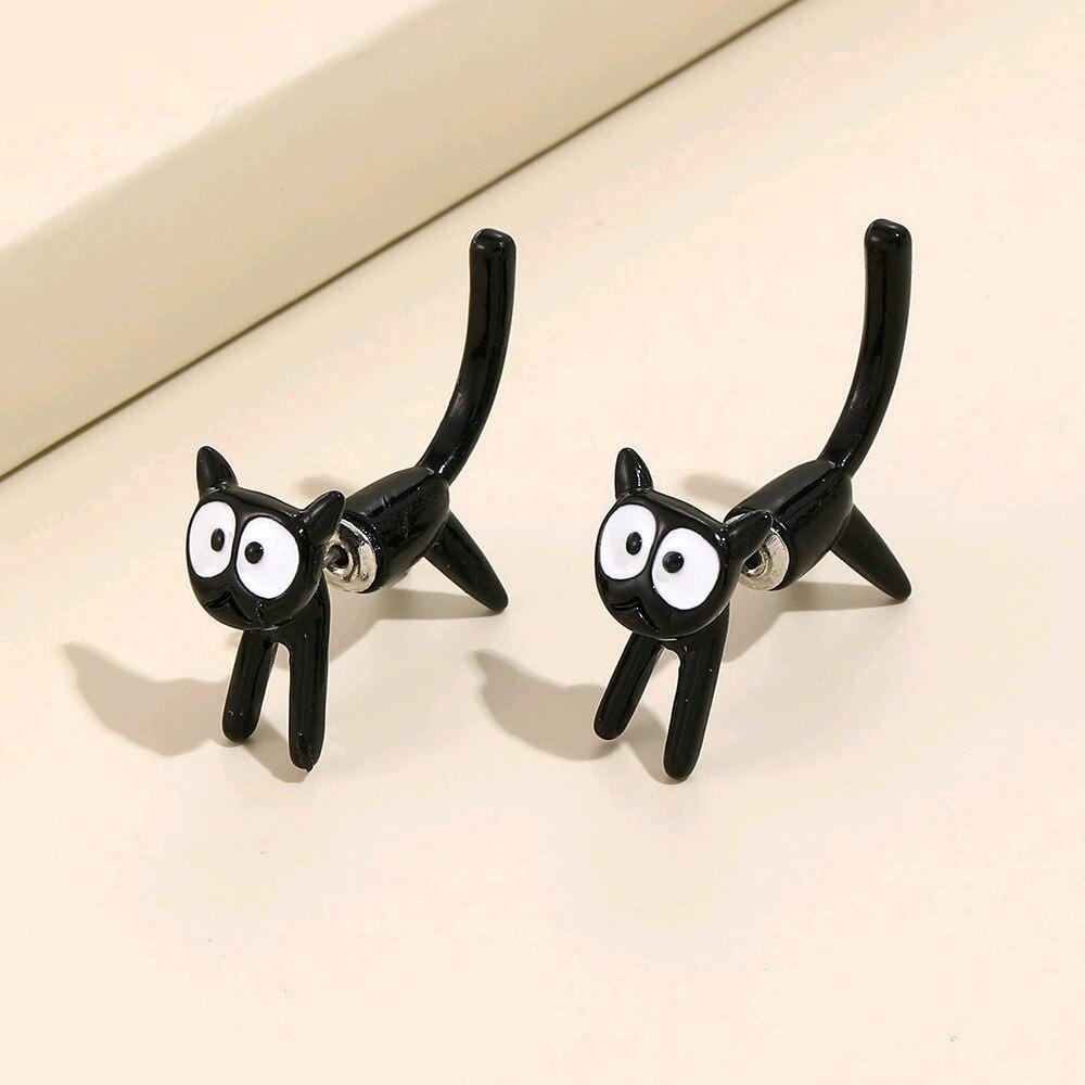 Cartoon Cat Stud Earrings for Girls