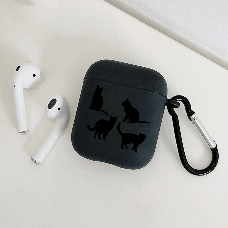 Funda AirPods 1 y 2 Silicona Mosquetón, Negro - Accesorios Audio