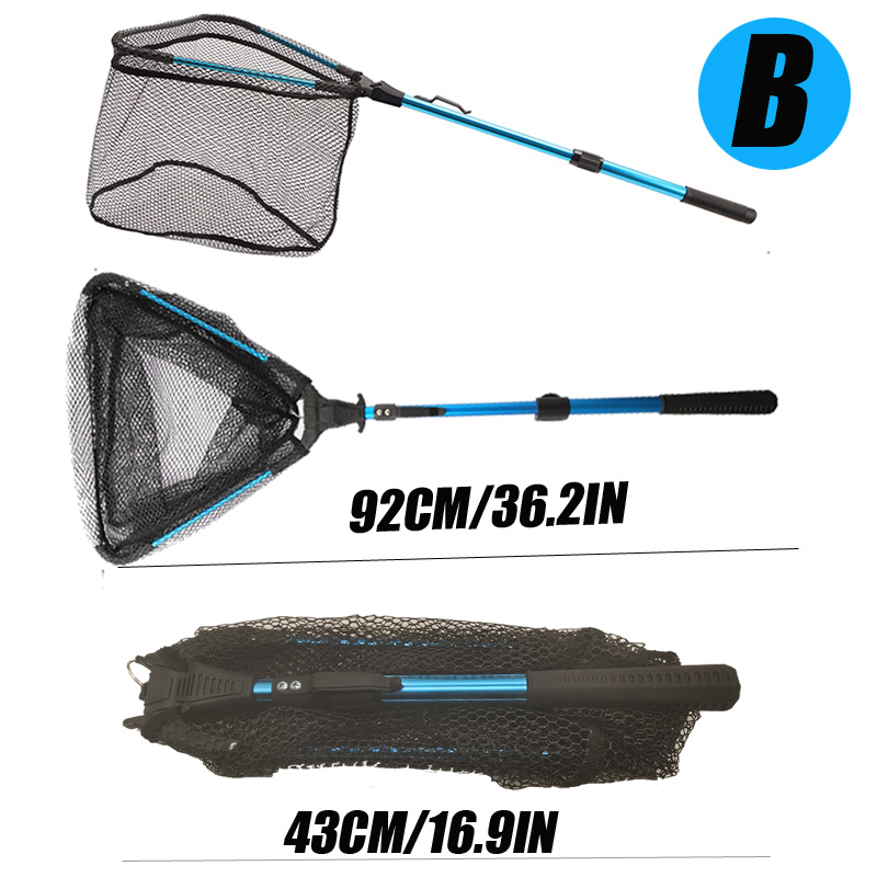 Durable Collapsible Fishing Net - Telescopic Pole Handle, Knot Less Mesh,  Rubber Coating - Safe Catching & Releasing!