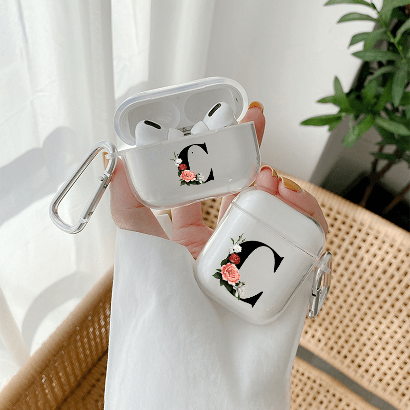 

Gift Yourself Or A Loved 1 A Stylish Letter C & Flower Graphic Pattern Airpods Case!