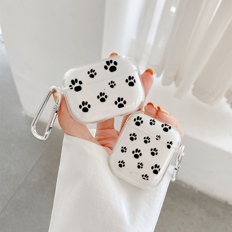 Dog Paw Pattern Leather Pouch Protective Case for Apple AirPods 1