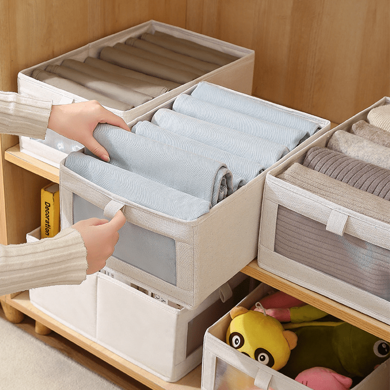 large Cotton linen Fabric Folding Storage Box Foldable Bins Toys