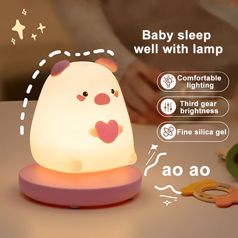 Mini Pig Silicone Lamp Cute Night Light Battery Operated - A Store