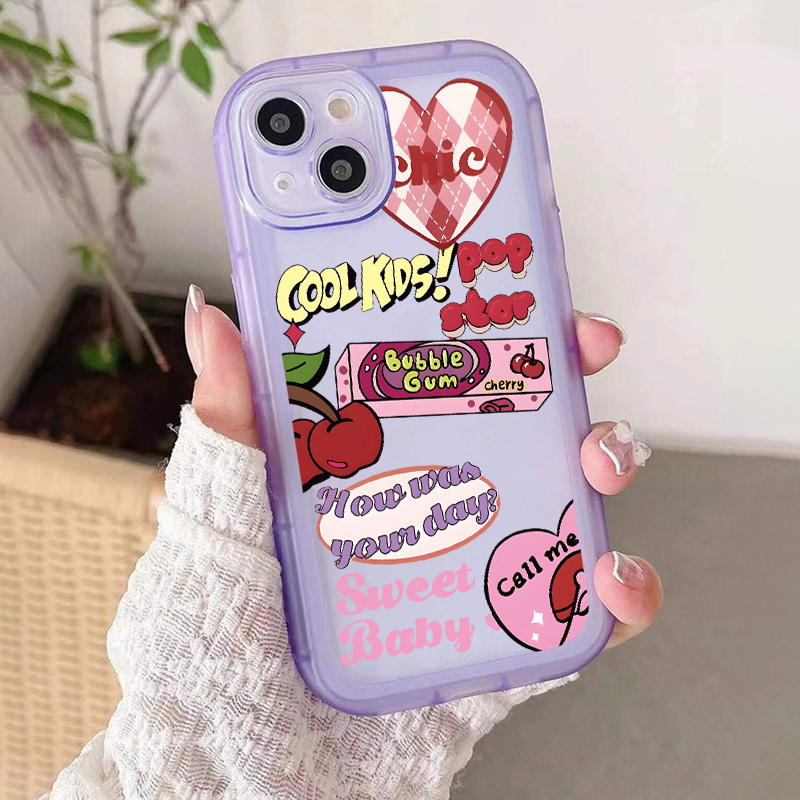 

Heart & Cherry Graphic Mobile Phone Case For Apple 14 11 Xs Xr X 8 7 Pro