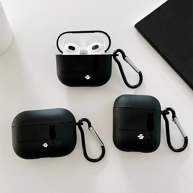 

Black Cat Graphic Pattern Headphone Case For Airpods1/2, Airpods3, Airpods Pro, Airpods Pro (2nd Generation), Gift For Birthday, Girlfriend, Boyfriend, Friend Or Yourself, Black Anti-fall Silicon