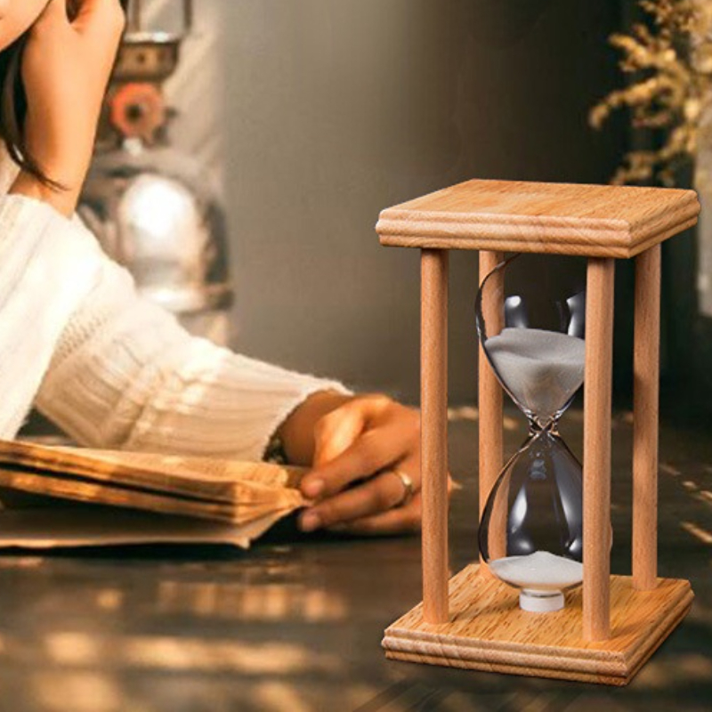 Reloj de arena grande 60 minutos, vidrio de arena decorativo de madera,  color negro : : Hogar y Cocina