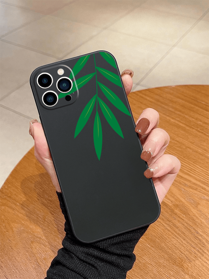 a large green leaf pattern print silicone protective phone Temu