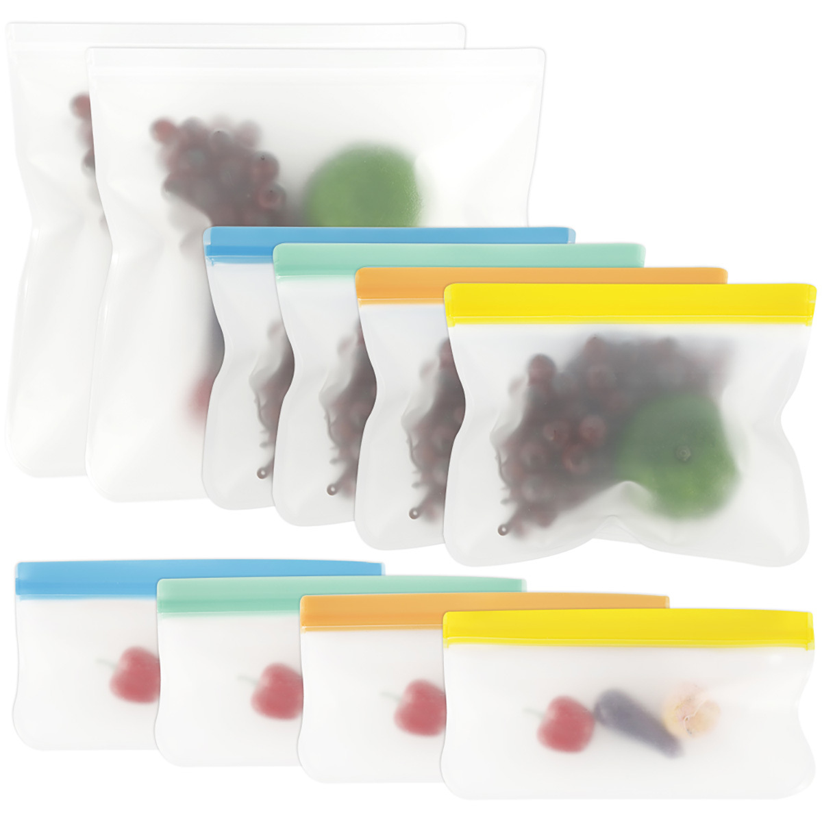 10pcs Plastic Bags For Fruit Packaging, Self-sealing, Resealable