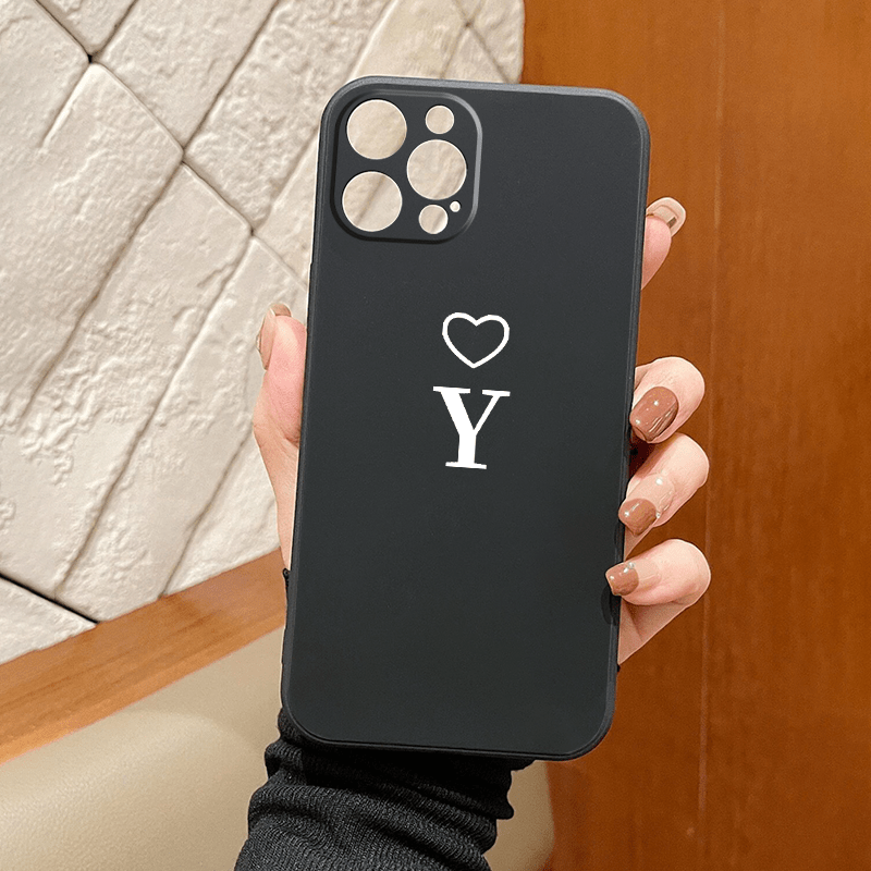 Letter Y & Heart Pattern Phone Case For Iphone 11 12 13 14 Pro Max