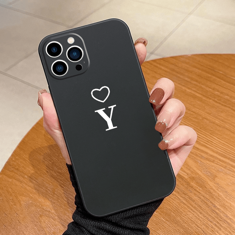 Heart & Letter Y Graphic Silicone Phone Case For Iphone 11 14 13