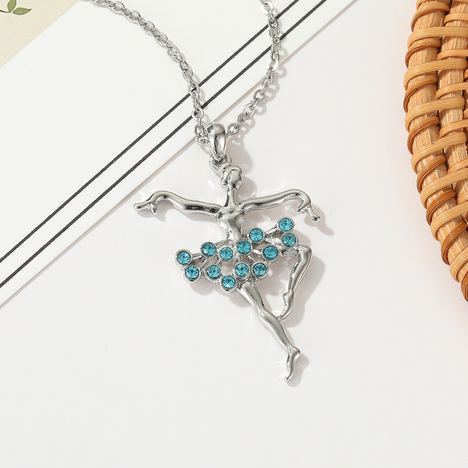 Cute Colorful Zirconia Decor Ballerina Necklace Gift For - Temu