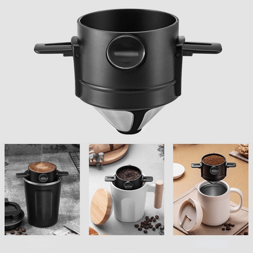 1pc Portable Foldable Coffee Filter Stainless Steel Reusable