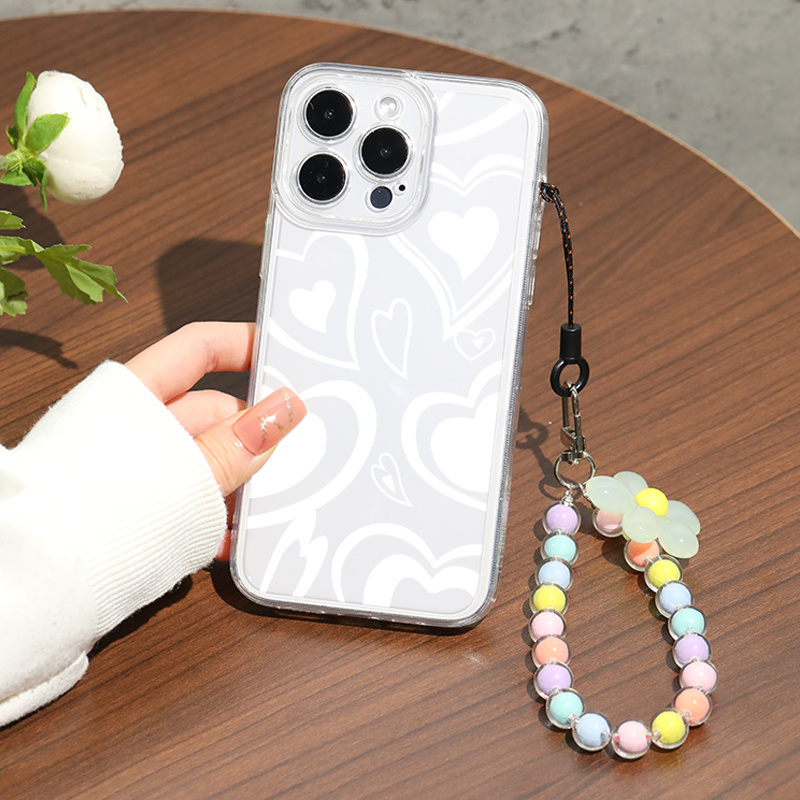 Temu Cute Flowers Hearts Design Transparent Soft Case With Beads Chain  Bracelet Wrist Strap For Apple Iphone 14 13 12 Pro Max 11 Xr X Xs Plus -  Cell Phones & Accessories - Temu 16.49