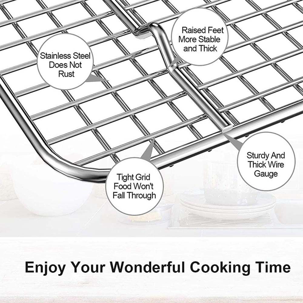 Stainless Steel Baking Tray Cooling Rack Set Grid Baking Tray Wire Rack  Square Tray Removable Kitchen Tool 