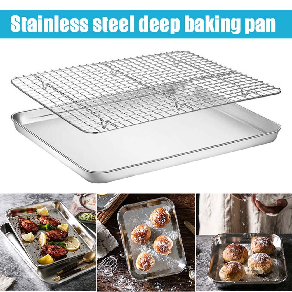 Stainless Steel Baking Dish, Deep Baking Sheet, Baking Pan, Cookie Sheet,  Baking Trays, Oven Accessories, Baking Tools, Kitchen Gadgets, Kitchen  Accessories - Temu