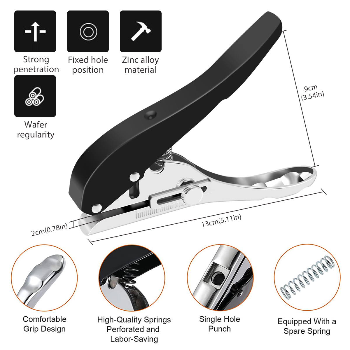 Single Hole Punch, Heavy Duty Hole Puncher, Handheld Paper Hole Puncher,  Edge Banding Punching Pliers Punching Tool with Limit Taper Drill＆Taper  Drill