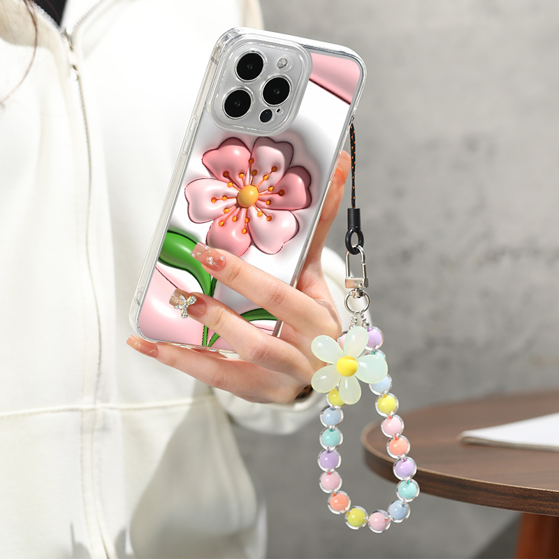 

High Quality Flower Graphic Phone Case With Lanyard Pattern Print - Perfect Gift For Birthday, Easter, Boy, Girlfriend & More!