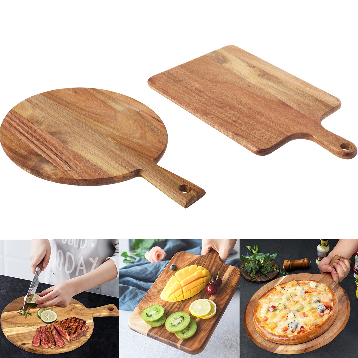 1pc Acacia Wood Cutting Board, Serving Board, Pizza Peel, Safe Cheese &  Charcuterie Board, Dishwasher Safe Fruit Board, Home & Dormitory Vegetable Chopping  Board, Kitchen Supplies, Kitchen Gadget, Christmas Gift Tool