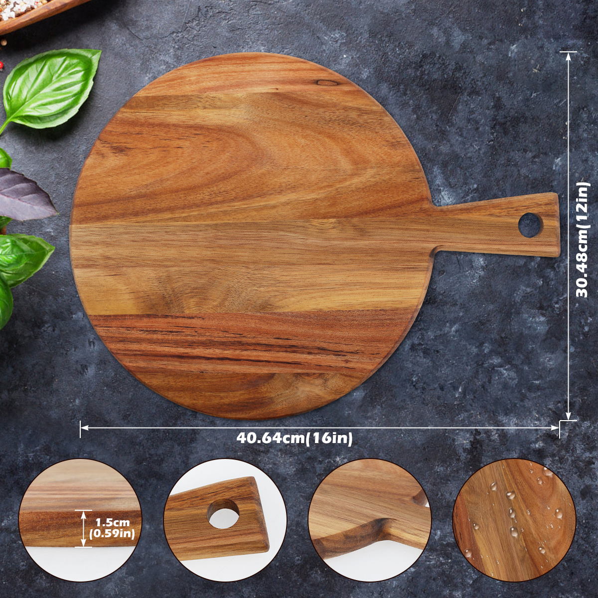 1pc Acacia Wood Cutting Board, Serving Board, Pizza Peel, Safe Cheese &  Charcuterie Board, Dishwasher Safe Fruit Board, Home & Dormitory Vegetable Chopping  Board, Kitchen Supplies, Kitchen Gadget, Christmas Gift Tool