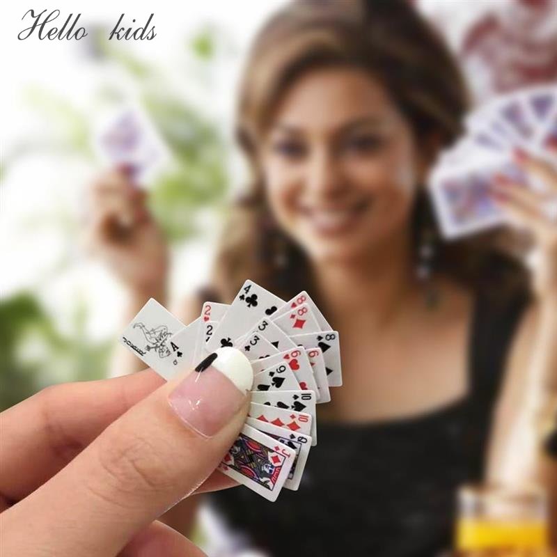 2 Decks Mini Playing Cards, 3 Different Sizes Of Mini Poker Card, Portable  Flexible Mini Game Poker Cards For Travel, Cute Miniature Dollhouse Decorat