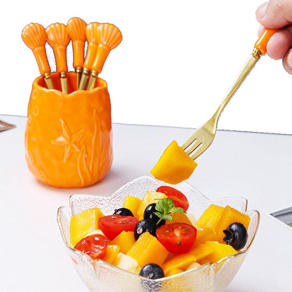 Ensemble de fourchettes à fruits en acier inoxydable avec poignée