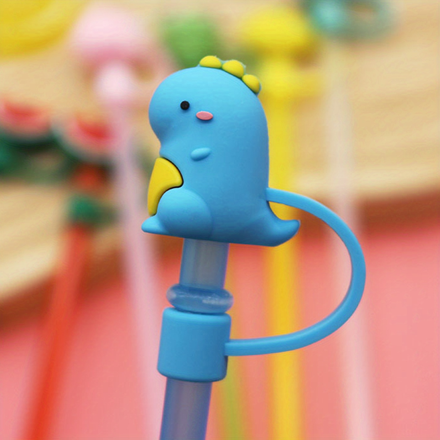 Silicone Straw Cartoon Dustproof Cover Straw Cover Recyclable Cute