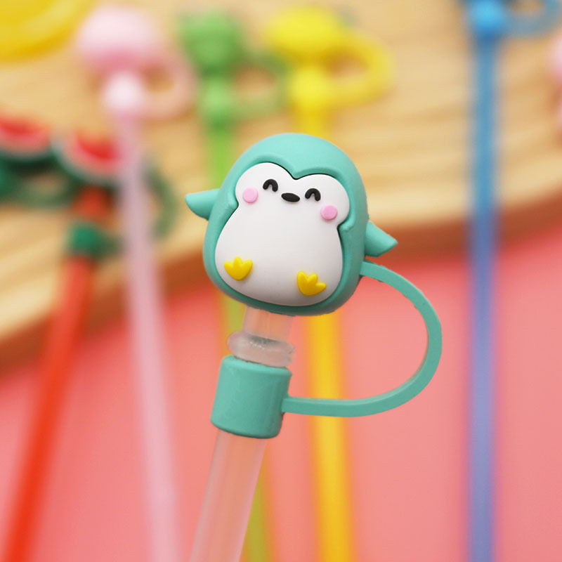 Silicone Straw Cartoon Dustproof Cover Straw Cover Recyclable Cute