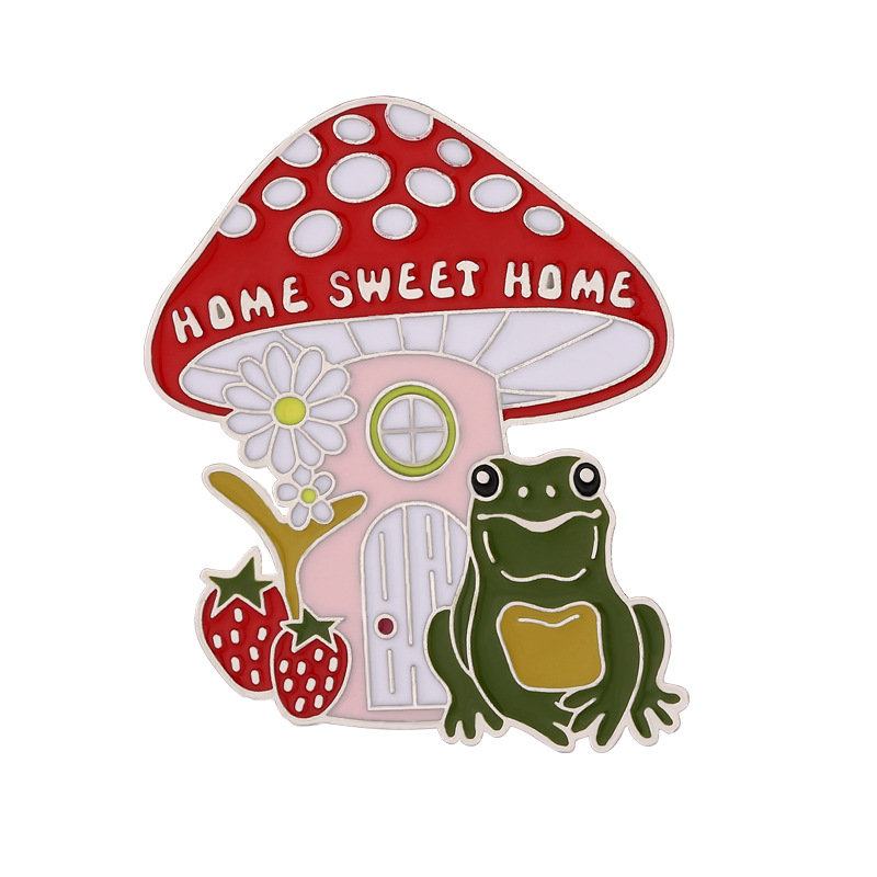 fiintrwa 8 Pcs Cute Frog Enamel Pins, Cute Mushroom Pins, Lapel Badges, Cartoon Plant Enamel Pin Sets, Funny Button Pins, Backpacks, Hats, Accessories (Frog