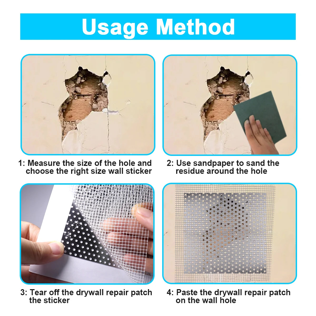 Mesh Wall Repair Patch Adhesive Fix Net Drywall Hole Ceiling Plaster Damage  Aluminum Plate 4/6/