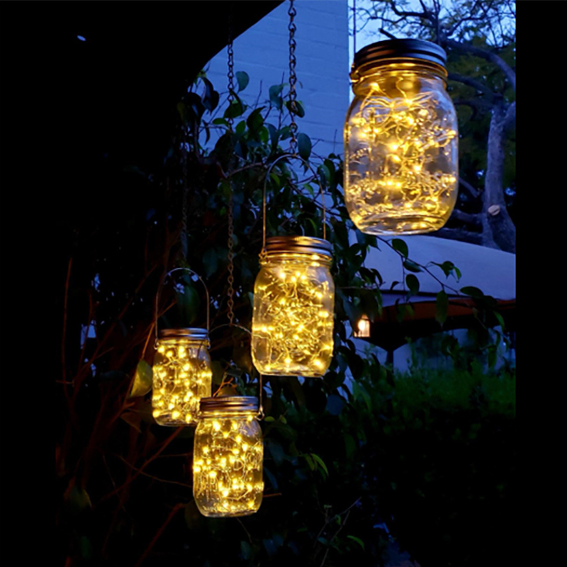 Lumières solaires de couvercle de bocal de maçon, lumières de LED