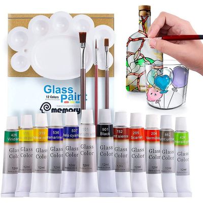 12ml 12 colors glass paint set acrylic pigments drawing tubes set artist art supplies