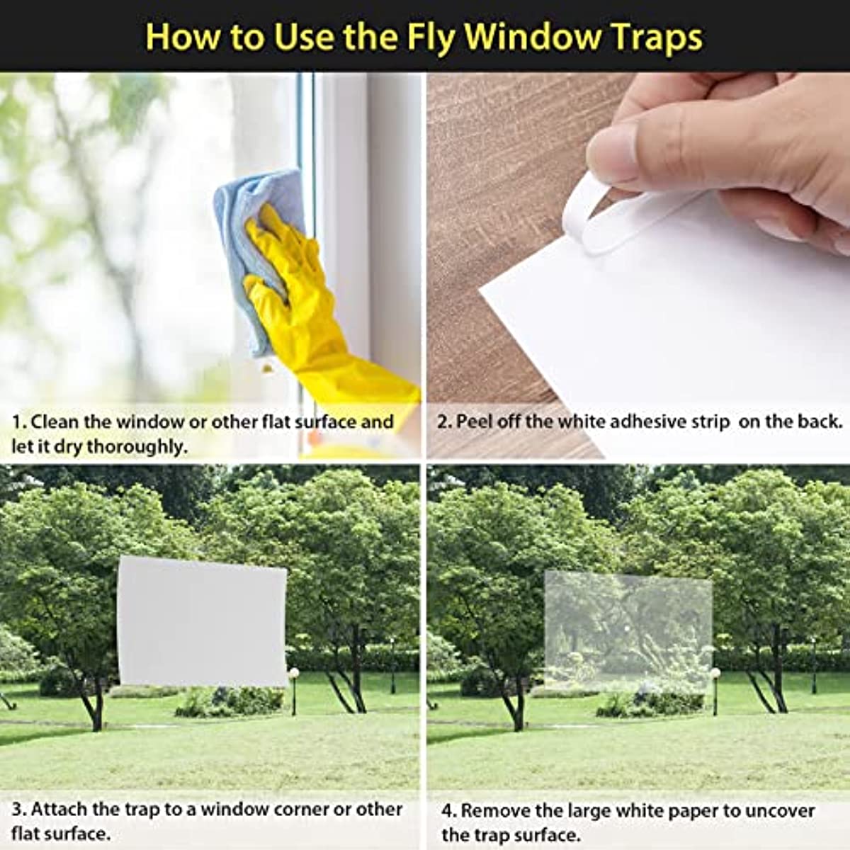 30 Pcs Window Fly Traps for Indoor Fly Paper Sticky Strips Fly Catcher Clear