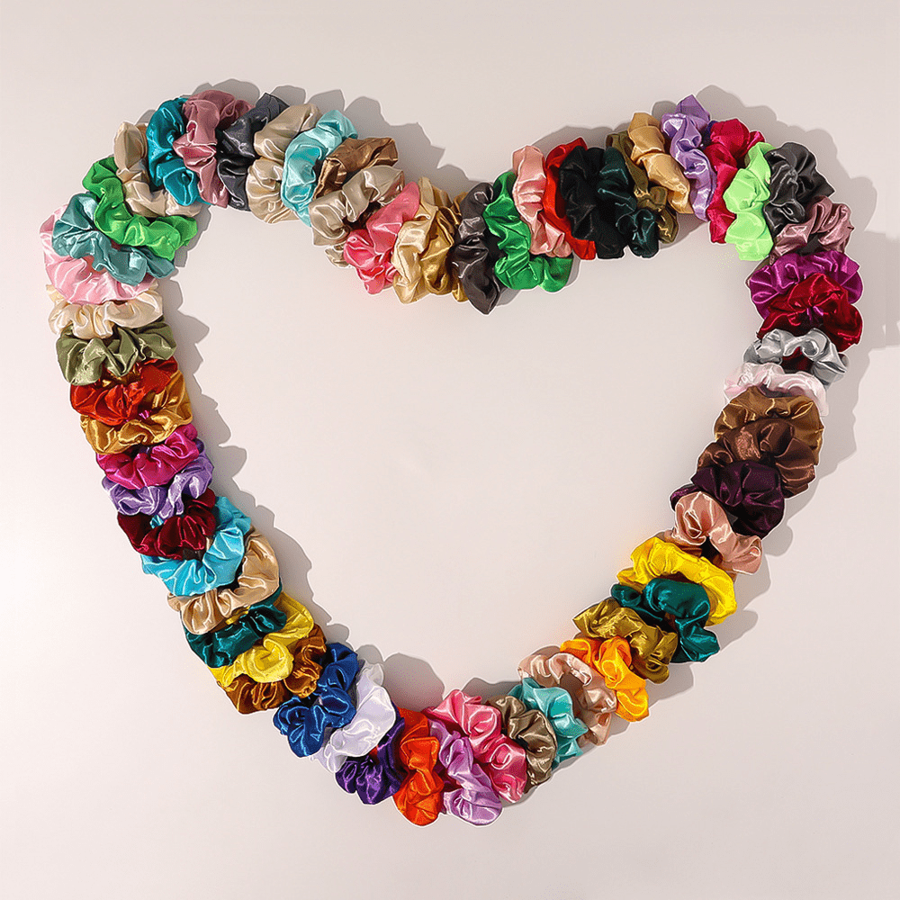 Набор из 60 ярких атласных резинок для волос, популярные атласные резинки в комплекте из 60 ярких эластичных лент, детали 7