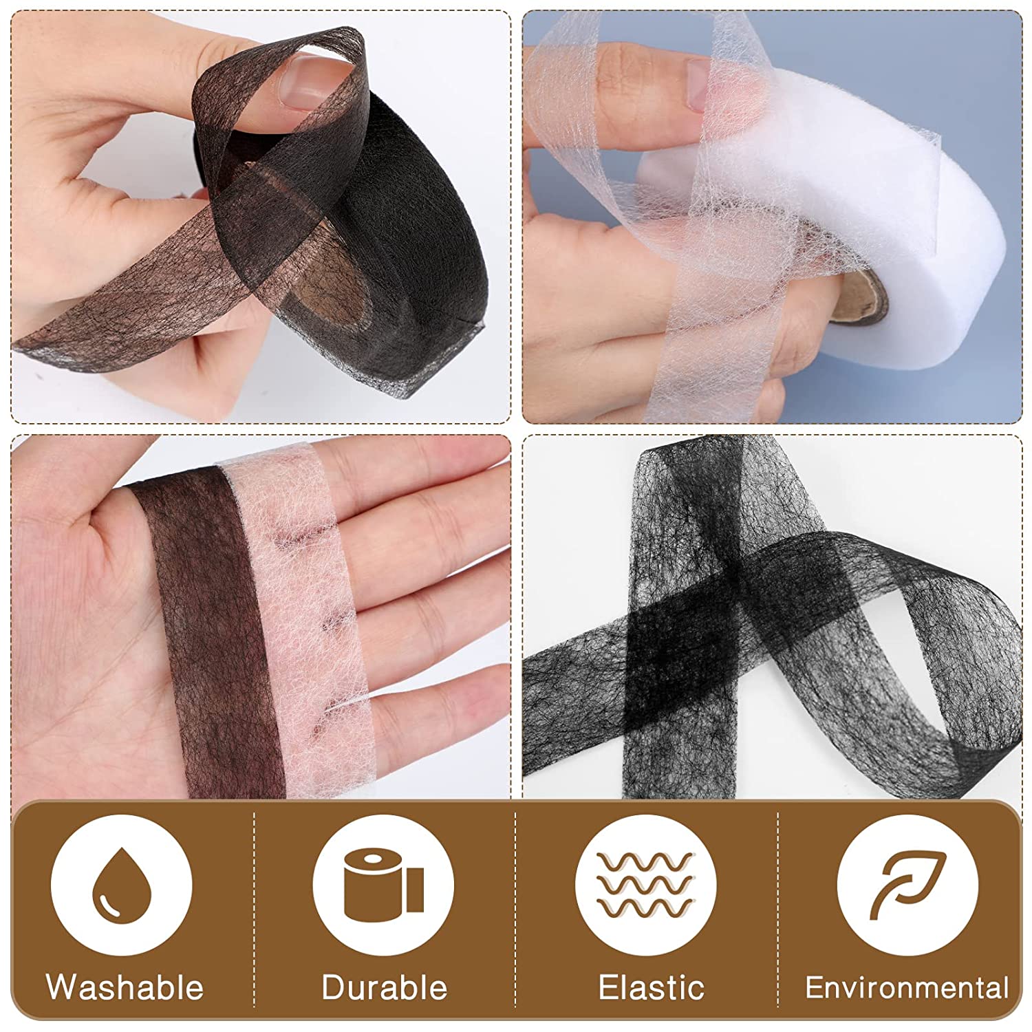 Home-X Juego de 2, cinta adhesiva de dobladillo para planchar, cinta  fusible de tela, sin dobladillo, adhesivo de tela activado por calor, cinta