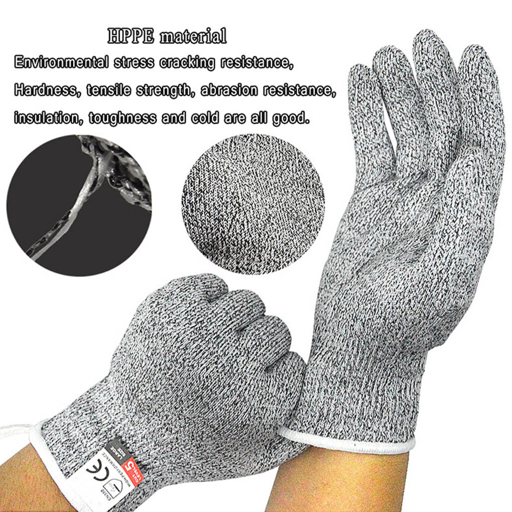 Cut Resistant Gloves Food Grade Level 5 Protection - Large - White