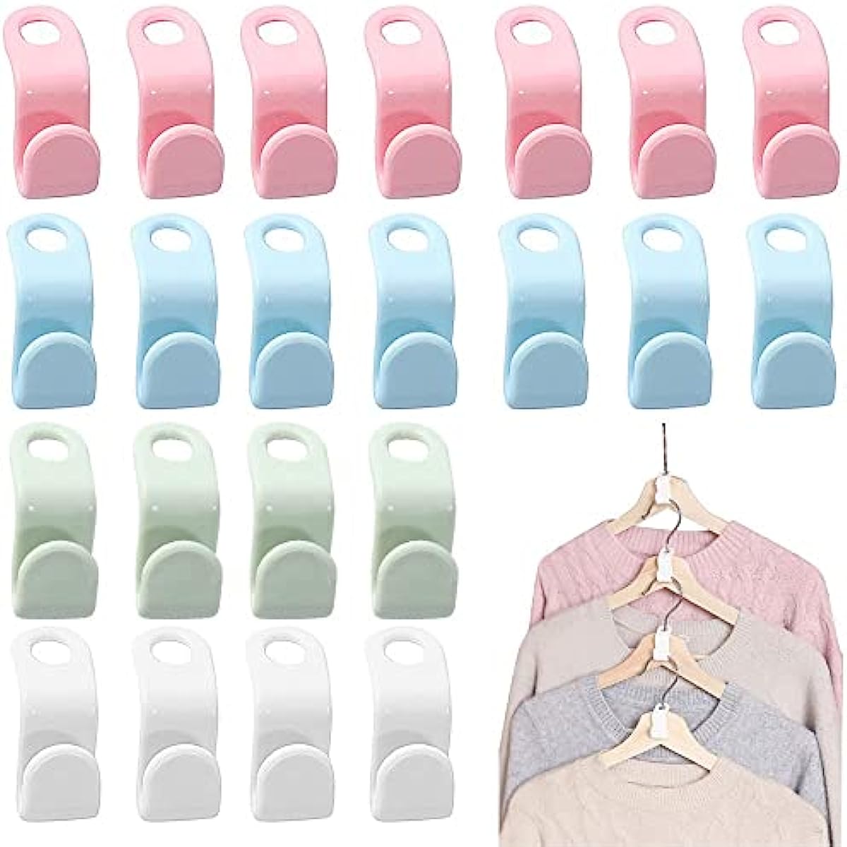 6 pcs (1 box)Clothes Hanger Connector Hooks Plastic Hooks Cascading Hangers  Space Saving Organizer for Heavy Duty Clothes Closet